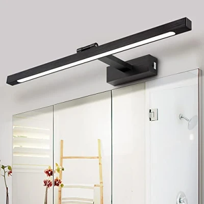 Immagine di LED Luci da Parete Temperatura Colore Regolabile, 60cm 12W IP44 Applique Illuminazione Bagno Nero Spazzolato Esposizione con Testa Della Lampada Girevole Lampade Lttura Faretti Muro…