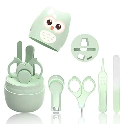 Immagine di Set Manicure Neonati Kit 4 in 1 per Baby, con Forbicine, Tagliaunghie, Lima e Pinzetta Custodia Gufo Sicuro, Facile da UsareOttima Idea Regalo Nascita o Battesimo