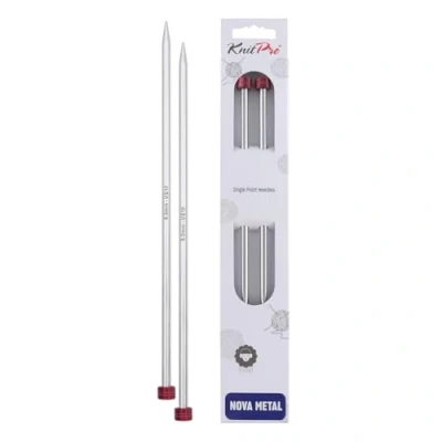 Immagine di KnitPro Aghi Singoli Appuntiti Nova, 35 cm x 6 mm, Colore: Argento, Ottone, 6,00 mm