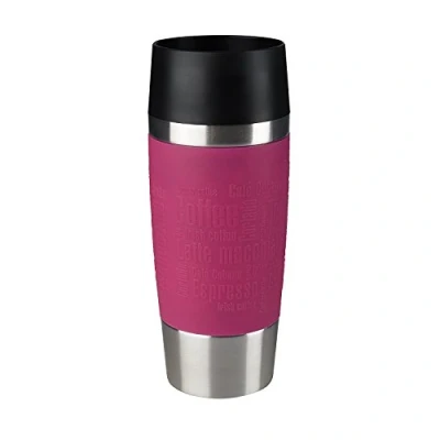 Immagine di Emsa 513550 Travel Mug Bicchiere Termico con Chiusura Quick Press, Acciaio Inossidabile, Lampone, 1 unità (Confezione da 1)