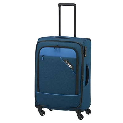 Immagine di Paklite Valigia a 4 Ruote Morbide Dimensione M con Piega ad Espansione e Serratura TSA, Serie Derby: Elegante Trolley in Look Bicolore, 66 cm, 69 L (Espandibile Fino 79 L)