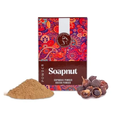 Immagine di AATMANA Polvere Di Noce Sapone Reetha Aritha Per La Cura Naturale Dei Capelli Balsamo Detergente Ayurvedico Uomini E Donne 100 Grams