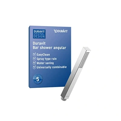 Immagine di Duravit Universal doccia a mano, Doccetta stick con getto Rain, Manopola quadrata, ugelli in silicone facili da pulire, cromo