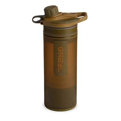 Immagine di GRAYL GeoPress 710 ml, filtro acqua potabile, elimina il 99,99% di batteri e virus, perfetto per campeggio, sopravvivenza viaggi (Coyote Brown)