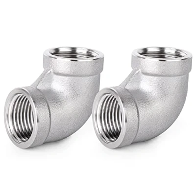 Immagine di ERGAOBOY 2 pezzi 304 connettori a gomito in acciaio inossidabile da 90 gradi, raccordi per tubi BSP femmina 1/4 &quot;x 1/4&quot;