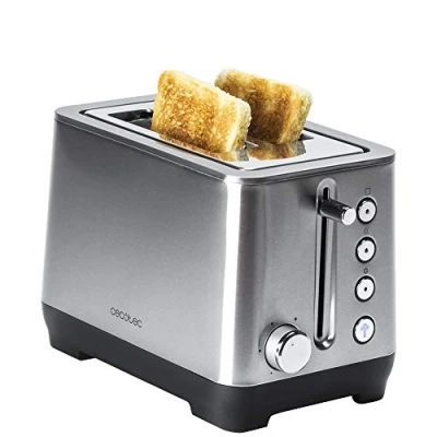 Immagine di Cecotec Tostapane BigToast Double in acciaio inox, 2 fessure corte extra larghe, potenza max 1000 W, 4 funzioni preconfigurate