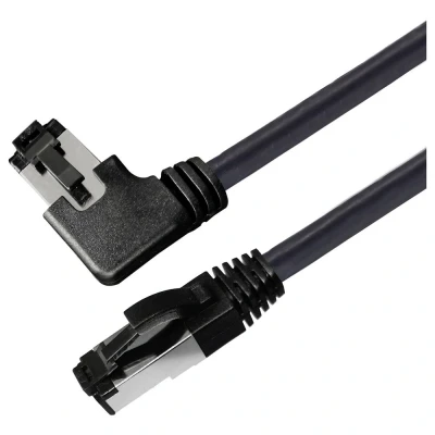 Immagine di Maxtrack TI51 3L RJ45 cavo di rete, patch CAT 8.1 S/FTP 3 m Nero angolato 90 a destra, Schermatura singola 1 pz.