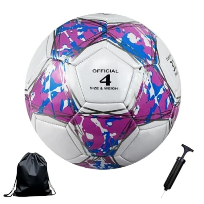 Immagine di Bibykivn Pallone calcio,Pallone da Calcio Cucito, Bambino,per Amanti del Calcio,per Gioco Partita Calcio,Allenamento Indoor Team,Pallone per Allenamento (modello 3, Numero 4)