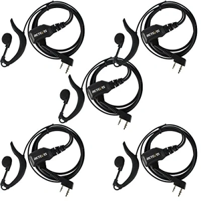 Immagine di Retevis R111 Walkie Talkie Cuffie 2 Pin G Tipo Volume Regolabile Auricolare Compatibile con Ricetrasmettitore RT24 RT22 RT15 RT27 RT28 RT617 RT618 RT619 Baofeng BF 888S (5 Pezzi)