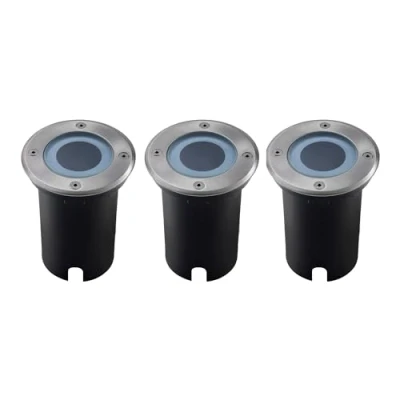 Immagine di Ledvion Confezione da 3 faretti incasso rotondi a LED, in acciaio inox, IP67, cavo 1 m, GU10, faretto LED per esterni, terrazze, terra