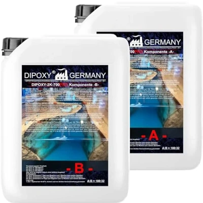 Immagine di 2.64kg DIPOXY 2C 700PRO resina epossidica da 10 cm, trasparente, glassatura epossidica, biocomponente colata cristallina, PRV, tavolo in legno, fibra piastrelle, colla