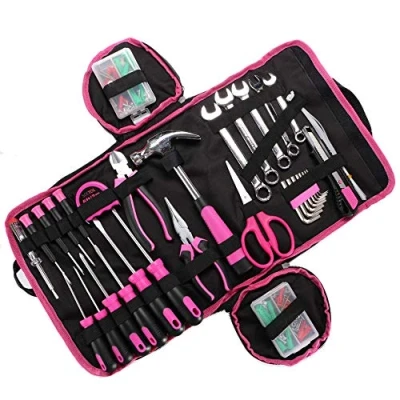 Immagine di SIXTOL HOME PINK 120 pezzi in un set di attrezzi Cassetta degli per la casa da donna regalo ideale donne artigiani,