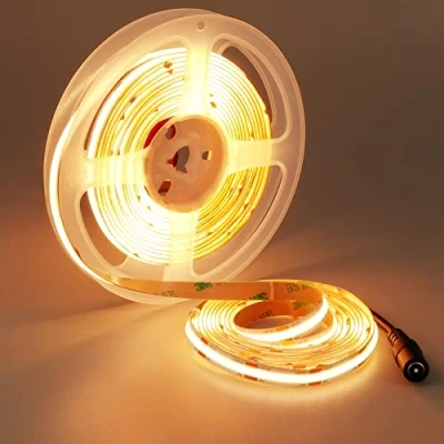 Immagine di TOPAI Striscia LED COB 12V Bianco Caldo 3000K, CRI 90+ 5M Alta Densità 480LED/M Luminosità 4000Lm Flessibile Tagliabile IP20 Non impermeabile Luci a per Cucina,Soggiorno,Natale,Camper