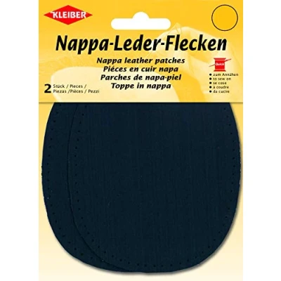 Immagine di Kleiber Toppe in Nappa per Gomiti e Ginocchia da Cucire 12,5 cm x 10 cm, Blu Scuro, 2 Confezione