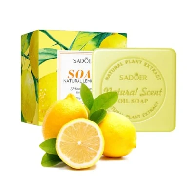 Immagine di Disnace 2 Pezzi Saponetta Solido, Naturale Bio, Sapone Fatto a Mano 100g, al Limone, Allo Zenzero, Latte di Capra Detergente, Solido Corpo (Limone)