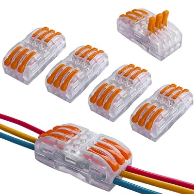 Immagine di QitinDasen 12Pcs KV313 Leva Dado Cavo Connettore, 3 in fuori Bilaterale 6 Porte Trasparente Connettore Conduttore Compatto, Morsettiera Molla Rapido