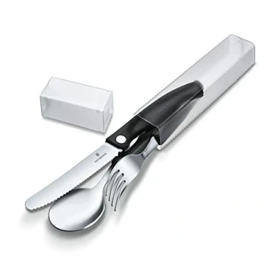 Immagine di Victorinox Swiss Classic, set di posate composto da un coltello, una forchetta e cucchiaio in acciaio inox, nero