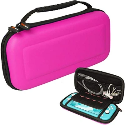 Immagine di TECHGEAR Switch Lite Custodia Cover Protettiva da Viaggio Rigida e Spaziosa Realizzata per Nintendo Lite, Slot 8 Schede di Gioco + Accessori [Rosa]