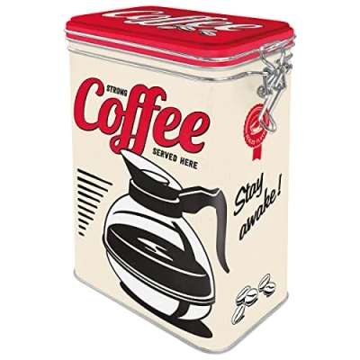 Immagine di Nostalgic Art Contenitori da caffè retrò Strong Coffee Served Here Idea Regalo per la Cucina, con Coperchio Salva Aroma, Design Vintage, 1,3 l