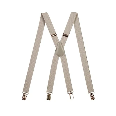 Immagine di Olata Bretelle Sottili a Forma di X, Unisex, Regolabili, Elastiche, con Clip in Metallo, 2,5 cm. Grigio Chiaro