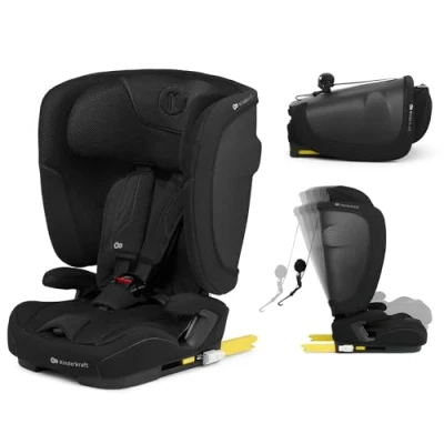 Immagine di Kinderkraft FIX2GO Seggiolino per bambini i Size, 76 150 cm, Isofix, Top Tether, saferide sensor, fino a ca. 12 anni, sistemi di sicurezza, rivestimenti alta qualità, reclinabile, Nero