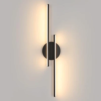 Immagine di Comely Applique da Parete Interno LED, 24W 2700LM Lampada Moderna, Nero a Muro in Acrilico per Camera Letto Soggiorno Corridoio Ufficio Scala, Bianco Caldo 3000K