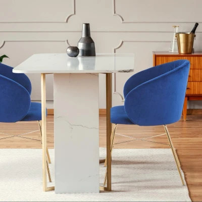 Immagine di Sedia Smart in velluto argento e gambe dorate Menzzo