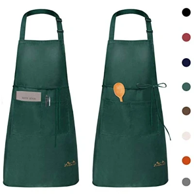 Immagine di Viedouce 2 Pezzi Grembiule da Cucina Chef,Grembiule Ristorante BBQ Bar Chef Cucina,Regolabile Grembiuli con Tasche di Cucina,Impermeabile,Gembiule Uomo Donna (Verde)