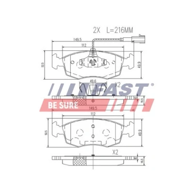 Immagine di FAST Kit pastiglie freno Assale anteriore con sensore usura integrato FT29083 FIAT: 500 Hatchback, Grande Punto Evo Hatchback