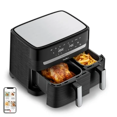 Immagine di Moulinex Easy Fry Dual Friggitrice senza olio, 8,3L, 2 cassetti, 7 programmi, Air Fryer, Digital, Libro 20 ricette YY5545FB
