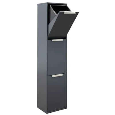 Immagine di Arregui CR304 e Pattumiera Differenziata 3 Scomparti 3x 17L (51L) Contenitore in Acciaio da Interno Mobile per Raccolta Cestino Spazzatura Cucina Ufficio Antracite