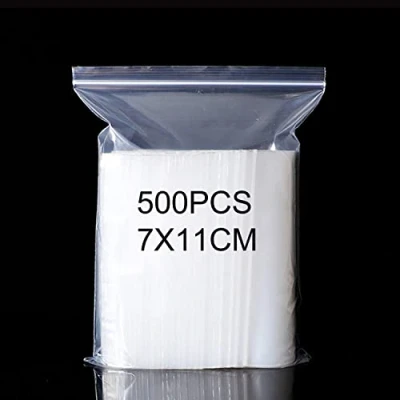 Immagine di 500 Bustine Trasparenti Richiudibili, Ermetiche Piccole,Sacchetti In Plastica Richiudibili Chiusura Sacchetto Zip Lock Riutilizzabile, Ispessimento e Durevole 7x11cm