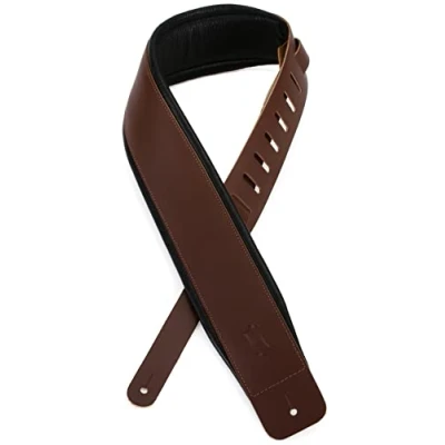 Immagine di Levy&#039;s DM1PD BRN Tracolla Per Chitarra Chrome tan Leather Garment Back &amp; Padding 3&quot; Brown