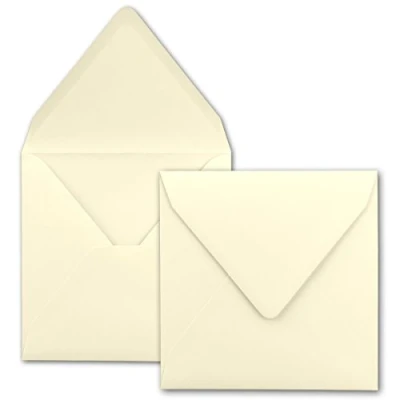 Immagine di GUSTAV NEUSER FarbenFroh® Buste quadrate per lettere senza finestra, vaniglia/crema, 100 pezzi, 15,5 x cm, chiusura con colla da inumidire, biglietti di nozze, inviti e altro