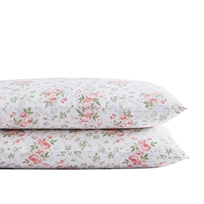 Immagine di Laura Ashley Home Set di federe standard, biancheria da letto in rasatello cotone, liscio e resistente alle pieghe (corallo ciliano, 2 pezzi)