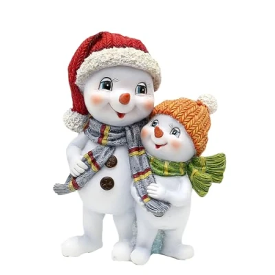 Immagine di Dekohelden24 Coppia di bambini con neve cappello e sciarpa rosso arancio, lunghezza 11 x 7 15 cm