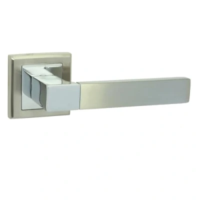 Immagine di domino Maniglia per porta senza rosette della stanza, dell&#039;ufficio, cantina e interna Raccordi porte in alluminio Nichel cromato REAL QR