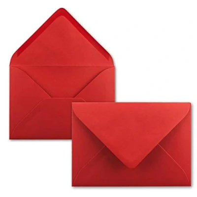 Immagine di Gustav Neuser Mini buste per lettere colorate, 5,2 x 7,6 cm, con lembo umido, saluti, biglietti d&#039;auguri, ciondoli e regali in denaro 25 Umschläge 29 rosso.