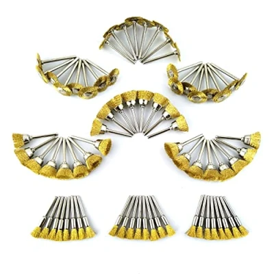 Immagine di Merryland Spazzola Metallica in Ottone per Lucidare Dremel 72pcs, Circolare a Tazza Pennello 24pcs ogni, Mini Utensil Rotante Accessori Elettrici DIY, RMTA072C2