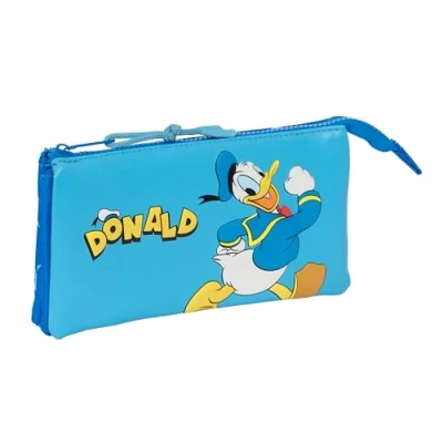 Immagine di Safta Donald astuccio triplo, per bambini, ideale bambini in età scolastica, comodo e versatile, qualità resistenza, 22 x 3 12 cm, colore blu, Estándar, Casual
