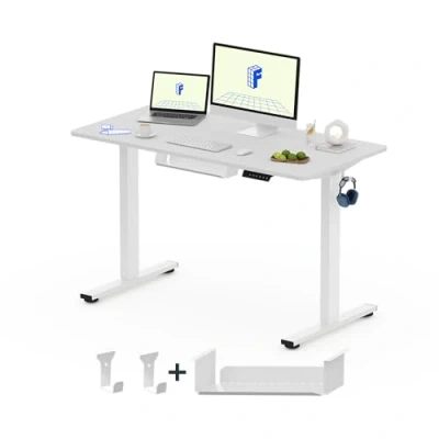 Immagine di FLEXISPOT EG1 SET 120 * 60cm Scrivania Regolabile in Altezza Standing Desk Elettrica Motorizzata Telaio Acciaio Solido a 2 stadi Per Lavorare da Casa(Bianco+Bianco)