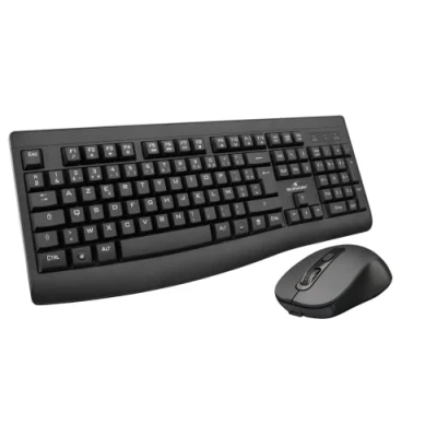 Immagine di BlueStork Set tastiera mouse wireless ricaricabile, 12 tasti multimediali, ergonomico senza fili 1600 DPI, design ergonomico, 90 ore di autonomia, compatibile con Windows