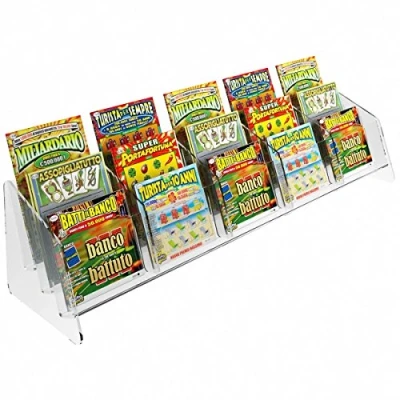 Immagine di DesignPlex Espositore gratta e Vinci da banco in plexiglass Trasparente a 15 Tasche Misure: 61 x H14 cm