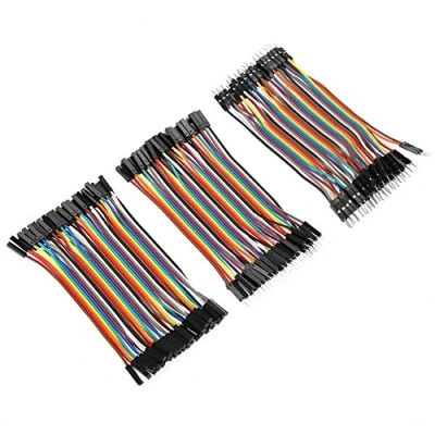 Immagine di Cavetti Jumper Filo Dupont, Akozon 3 Pezzi Colorato Kit Cavi Wire Cable 10 cm Cavo per Breadboard 40 Pin Femmina a Femmina/Maschio Maschio/Maschio