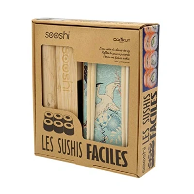 Immagine di COOKUT Set SOOSHI Kit per la preparazione di sushi maki super facili con maker in bambù, bacchette e ricettario