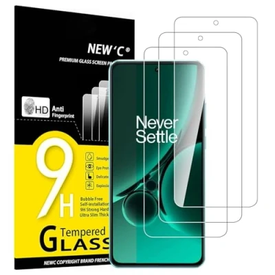 Immagine di NEW&#039;C 3 Pezzi, Vetro Temperato per OnePlus Nord CE 5G, Pellicola Prottetiva Anti Graffio, Impronte, Senza Bolle, Durezza 9H, 0,33mm Ultra Trasparente, Resistente