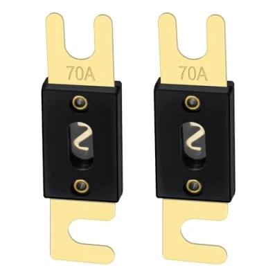 Immagine di Heschen ANL Fuse 70 Amp for Car Vehicles Audio System Sheet Gold Tone &amp; Black 2 Pack