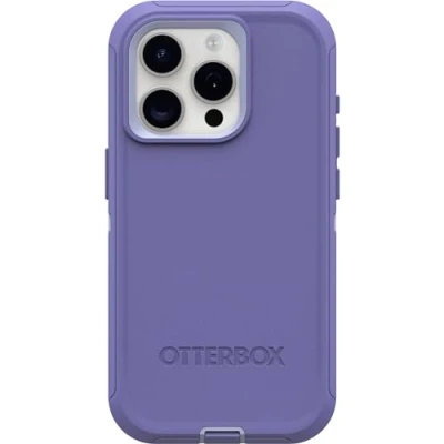 Immagine di OtterBox Custodia per iPhone 15 Pro (Only) Defender Series MOUNTAIN MAJESTY (viola), senza schermo, robusta e durevole, con protezione le porte, include supporto a clip fondina