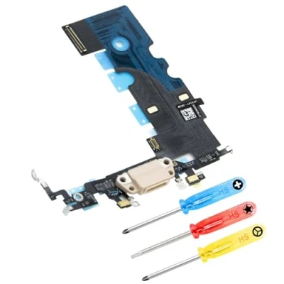 Immagine di MMOBIEL Connettore Dock Compatibile con iPhone 8 Series Presa di Ricarica Cavo Flessibile Audio Jack/Microfono/Antenna Ricambio Incl. Cacciaviti Oro