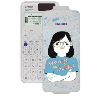 Immagine di Casio FX 991SP CW, calcolatrice scientifica con Jess Wade illustrata da Coco Escribano, consigliata per il curriculum spagnolo e portoghese, 5 lingue, oltre 560 funzioni, solare, bianco